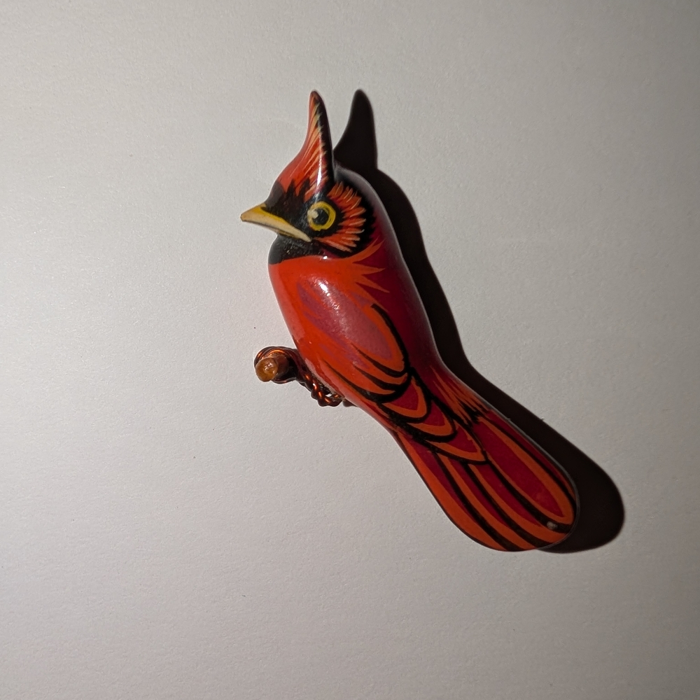 Red Cardinal Bird Decorative Clip | Vibrant Red Feather Accent